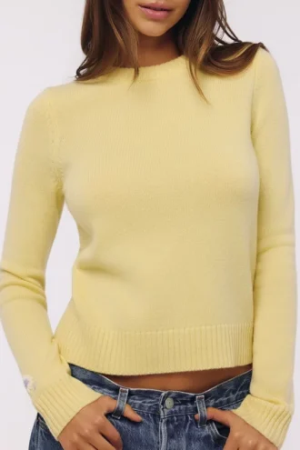 Abbie Lemon Pullover aus Merinowolle und Kaschmir mit Rundhalsausschnitt
