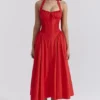 Adabella Italienisches Tomaten-Baumwoll-Halter-Sommerkleid Adabella Italienisches Tomaten-Baumwoll-Halter-Sommerkleid