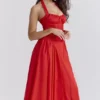 Adabella Italienisches Tomaten-Baumwoll-Halter-Sommerkleid Adabella Italienisches Tomaten-Baumwoll-Halter-Sommerkleid