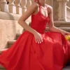 Adabella Italienisches Tomaten-Baumwoll-Halter-Sommerkleid Adabella Italienisches Tomaten-Baumwoll-Halter-Sommerkleid