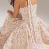 Adabella Midi-Sommerkleid aus Baumwolle mit Neckholder und rosa Wiesenblumen-Print
