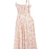 Adabella Midi-Sommerkleid aus Baumwolle mit Neckholder und rosa Wiesenblumen-Print