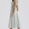 Adabella Midi-Sommerkleid aus Baumwolle mit Vintage-Blumenprint in zartem Blau