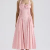 Adabella Rose Pink Baumwoll-Halter-Midi-Sommerkleid Adabella Rose Pink Baumwoll-Halter-Midi-Sommerkleid