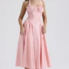 Adabella Rose Pink Baumwoll-Halter-Midi-Sommerkleid Adabella Rose Pink Baumwoll-Halter-Midi-Sommerkleid