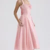 Adabella Rose Pink Baumwoll-Halter-Midi-Sommerkleid Adabella Rose Pink Baumwoll-Halter-Midi-Sommerkleid