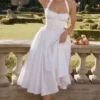 Adabella Weißes Baumwoll-Halter-Sommerkleid Adabella Weißes Baumwoll-Halter-Sommerkleid