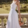 Adabella Weißes Baumwoll-Halter-Sommerkleid Adabella Weißes Baumwoll-Halter-Sommerkleid