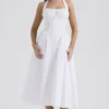 Adabella Weißes Baumwoll-Halter-Sommerkleid Adabella Weißes Baumwoll-Halter-Sommerkleid