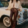 Adara Hose aus veganem Leder in Schokoladenbraun Adara Hose aus veganem Leder in Schokoladenbraun