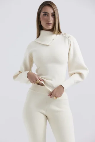 Adelita Pullover aus cremefarbener Kaschmirmischung