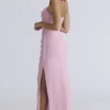Adrienne Pink Quartz Georgette-Trägerloses Abendkleid Adrienne Pink Quartz Georgette-Trägerloses Abendkleid