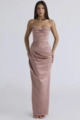 Adrienne – trägerloses Abendkleid aus Blush-Satin