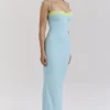 Aiza Maxikleid in Ozeanblau mit kontrastierender Spitze Aiza Maxikleid in Ozeanblau mit kontrastierender Spitze