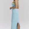 Aiza Maxikleid in Ozeanblau mit kontrastierender Spitze Aiza Maxikleid in Ozeanblau mit kontrastierender Spitze