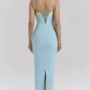 Aiza Maxikleid in Ozeanblau mit kontrastierender Spitze Aiza Maxikleid in Ozeanblau mit kontrastierender Spitze