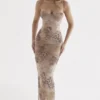 Aiza Maxikleid mit cremefarbenem Blumenprint