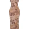 Aiza Maxikleid mit cremefarbenem Blumenprint