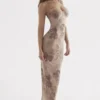 Aiza Maxikleid mit cremefarbenem Blumenprint
