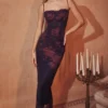 Aiza Maxikleid mit Trauben-Blumenprint