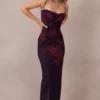 Aiza Maxikleid mit Trauben-Blumenprint