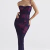 Aiza Maxikleid mit Trauben-Blumenprint