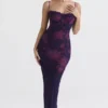 Aiza Maxikleid mit Trauben-Blumenprint