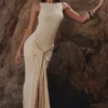 Akaia Champagne Wasserfall-Maxikleid Akaia Champagne Wasserfall-Maxikleid