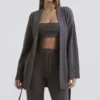 Alaia Strickjacke aus Kaschmirmischung in Anthrazit mit Gürtel Alaia Strickjacke aus Kaschmirmischung in Anthrazit mit Gürtel