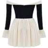 Alana Schwarzes & cremefarbenes schulterfreies Kleid Alana Schwarzes & cremefarbenes schulterfreies Kleid