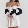 Alana Schwarzes & cremefarbenes schulterfreies Kleid Alana Schwarzes & cremefarbenes schulterfreies Kleid