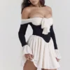 Alana Schwarzes & cremefarbenes schulterfreies Kleid Alana Schwarzes & cremefarbenes schulterfreies Kleid
