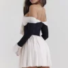 Alana Schwarzes & cremefarbenes schulterfreies Kleid Alana Schwarzes & cremefarbenes schulterfreies Kleid