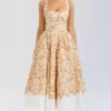 Alba Midi-Kleid aus Baumwolle mit gerafftem Rock und Honeyflower-Print Alba Midi-Kleid aus Baumwolle mit gerafftem Rock und Honeyflower-Print