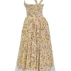 Alba Midi-Kleid aus Baumwolle mit gerafftem Rock und Honeyflower-Print Alba Midi-Kleid aus Baumwolle mit gerafftem Rock und Honeyflower-Print