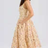 Alba Midi-Kleid aus Baumwolle mit gerafftem Rock und Honeyflower-Print Alba Midi-Kleid aus Baumwolle mit gerafftem Rock und Honeyflower-Print