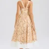 Alba Midi-Kleid aus Baumwolle mit gerafftem Rock und Honeyflower-Print Alba Midi-Kleid aus Baumwolle mit gerafftem Rock und Honeyflower-Print