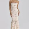 Alessina Elfenbeinfarbenes Vintage-Rosen-Print-Maxikleid aus Baumwolle mit Spitze Alessina Elfenbeinfarbenes Vintage-Rosen-Print-Maxikleid aus Baumwolle mit Spitze