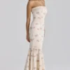Alessina Elfenbeinfarbenes Vintage-Rosen-Print-Maxikleid aus Baumwolle mit Spitze Alessina Elfenbeinfarbenes Vintage-Rosen-Print-Maxikleid aus Baumwolle mit Spitze