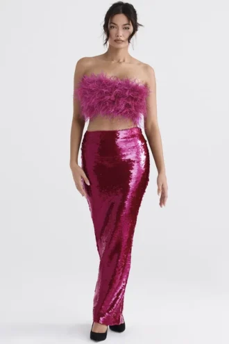 Alexis Hot Pink Pailletten-Maxirock