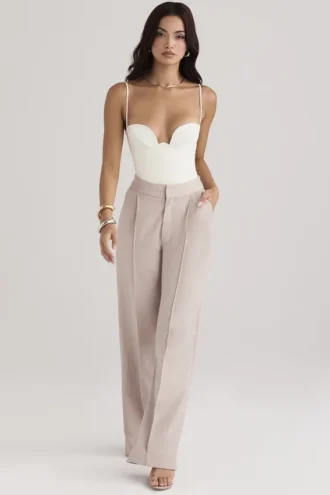 Alivia Beige Weite Hose