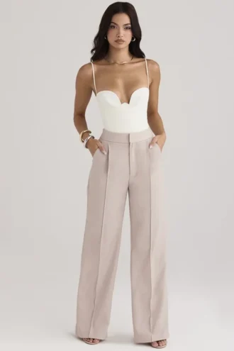 Alivia Beige Weite Hose