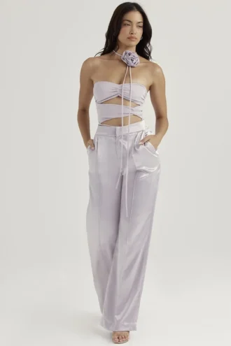 Alivia Graue Satin-Hose