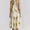 Allena Lemon Ribbon Stretch-Baumwoll-Halter-Midi-Sommerkleid Allena Lemon Ribbon Stretch-Baumwoll-Halter-Midi-Sommerkleid
