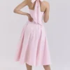 Allena Rosa Stretch-Baumwoll-Halter-Midi-Sommerkleid Allena Rosa Stretch-Baumwoll-Halter-Midi-Sommerkleid