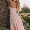 Allena Rosa Stretch-Baumwoll-Halter-Midi-Sommerkleid Allena Rosa Stretch-Baumwoll-Halter-Midi-Sommerkleid