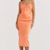 Alora Tangerine trägerloses Korsetts-Midi-Kleid Alora Tangerine trägerloses Korsetts-Midi-Kleid