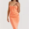 Alora Tangerine trägerloses Korsetts-Midi-Kleid Alora Tangerine trägerloses Korsetts-Midi-Kleid