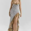 Aloura Paisley Print Georgette Ruffle Maxi Kleid Aloura Paisley Print Georgette Ruffle Maxi Kleid