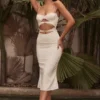Amalia Elfenbeinfarbenes Satin-Korsetts-Kleid mit Cut-outs Amalia Elfenbeinfarbenes Satin-Korsetts-Kleid mit Cut-outs